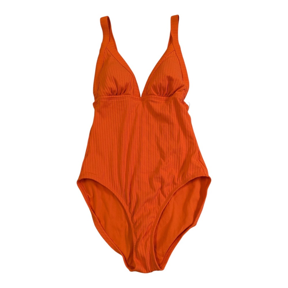 S-10 Women's Ribbed Triangle One Piece Swimsuit‎ - Shade & Shore Orange XS